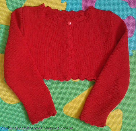 conhiloslanasybotones - chaqueta roja de punto para niña