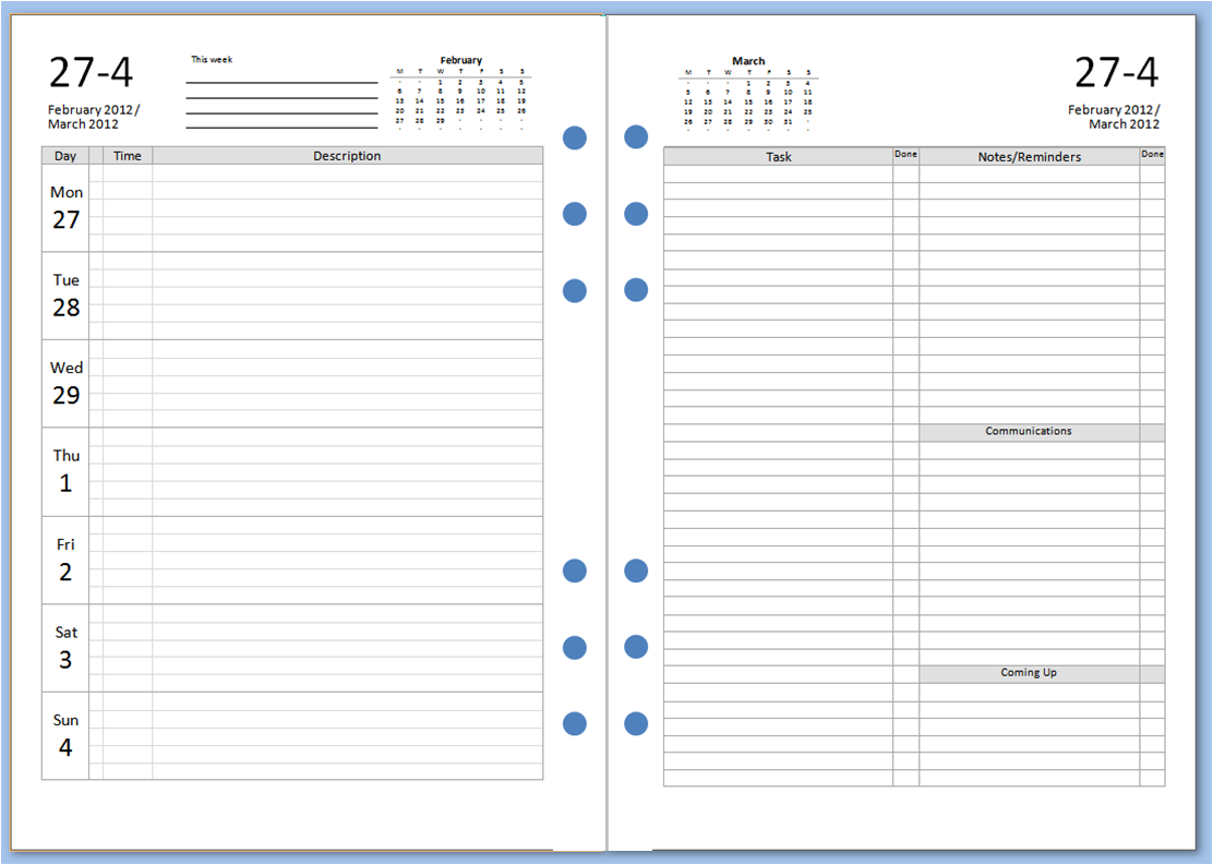 Free Printable Filofax Templates A5