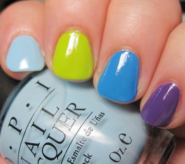 skittle mani with OPI Shrek collection