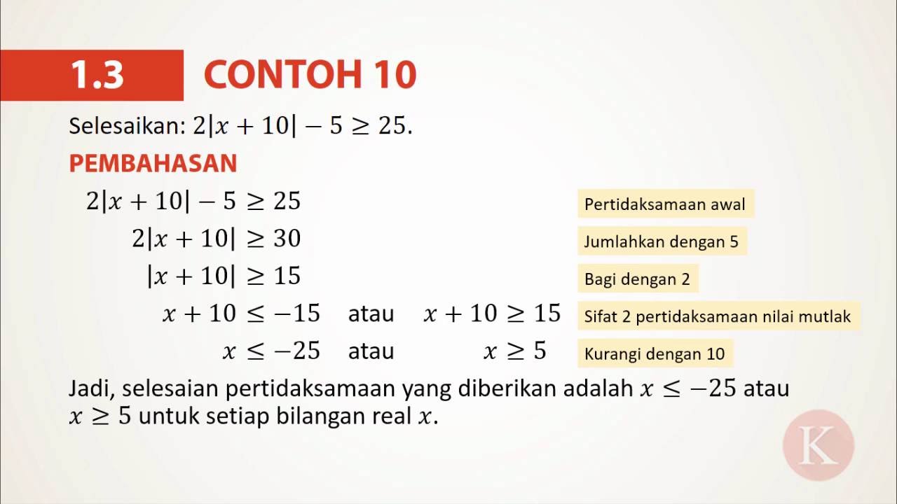 Contoh Soal Dan Penyelesaian Nilai Mutlak