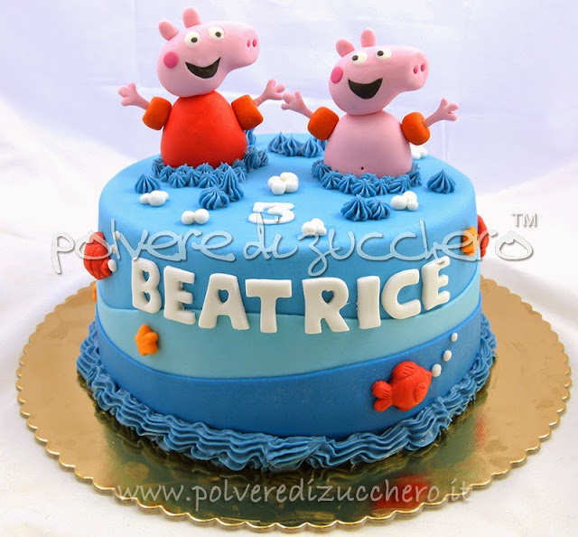 torta peppa pig e george al mare con i braccioli