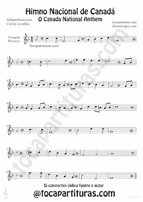 Tubepartitura Himno Nacional de Canadá partitura para Trompeta y Fliscorno Himnos nacionales del mundo