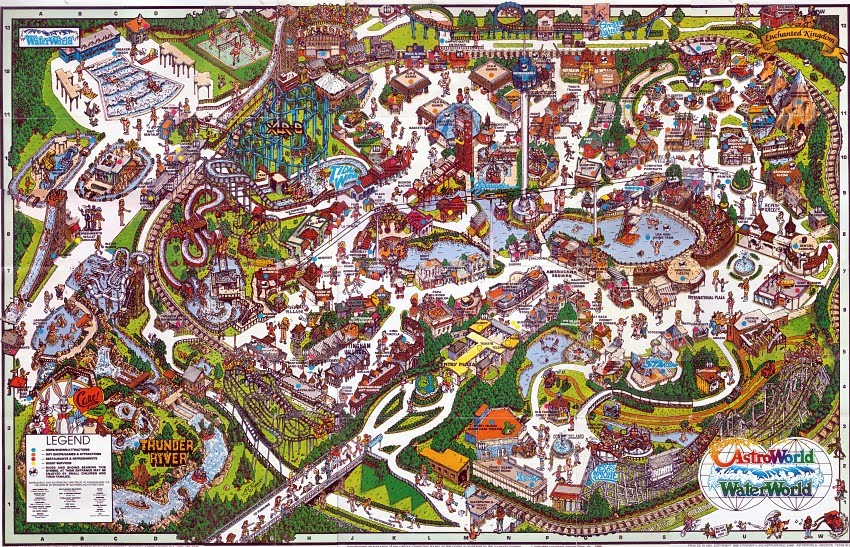 The Crazy World of Honey Bunny: Six Flags Astroworld park maps