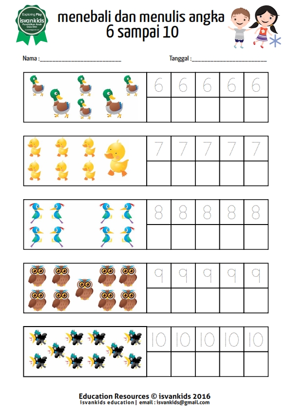Tracing Dan Menulis 5 Angka Persheet 6 10 Edukasi Anak