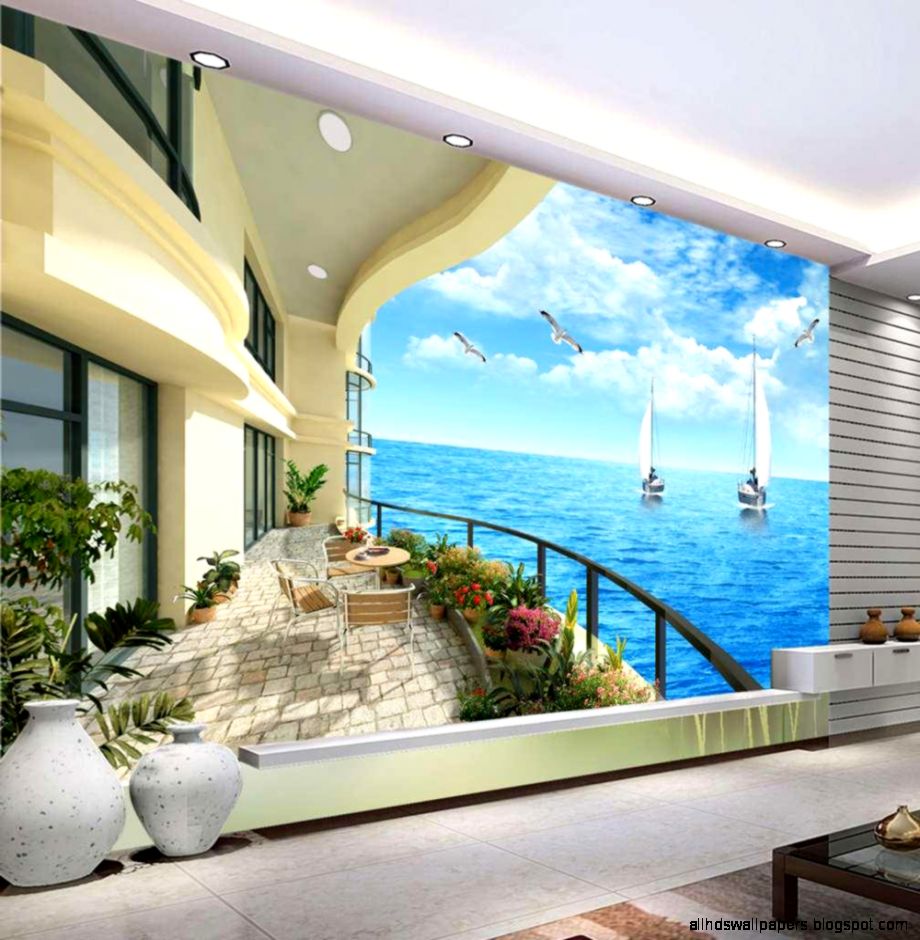 Mediterranean ocean views 3D stereoscopic HD wallpaper bedroom