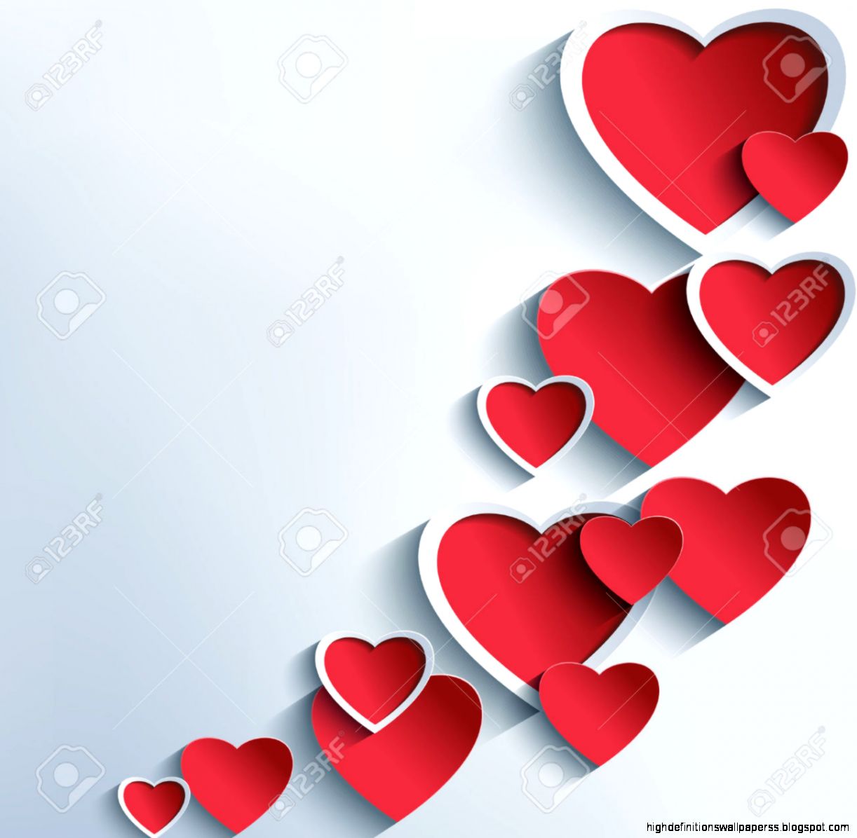Trendy Abstract Valentines Day Background Grey With 3d Red Hearts