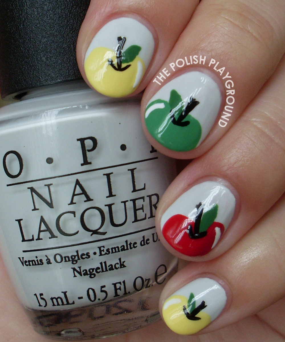 Crisp and Delicious Yellow, Red, and Green Apple Nail Art