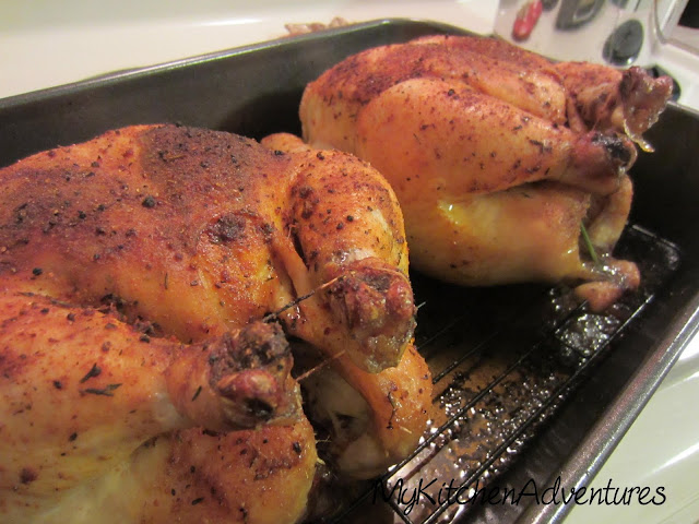 two Perfect Roasted Chickens by Renee's Kitchen Adventures cooked on roasting pan