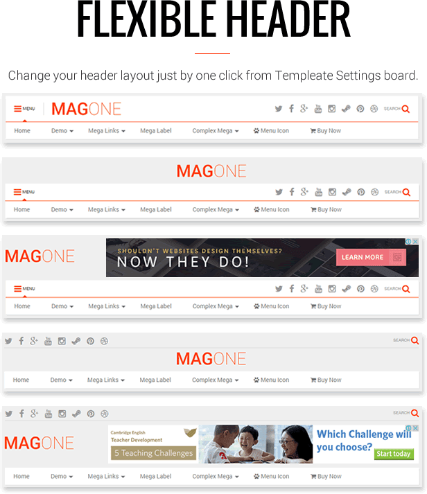 All In One Header Layout - MagOne - Magazine Blogger Template