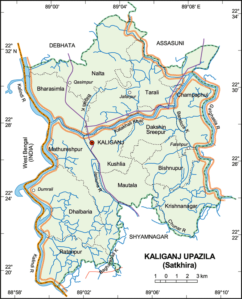 Kaliganj Upazila Map Satkhira District Bangladesh