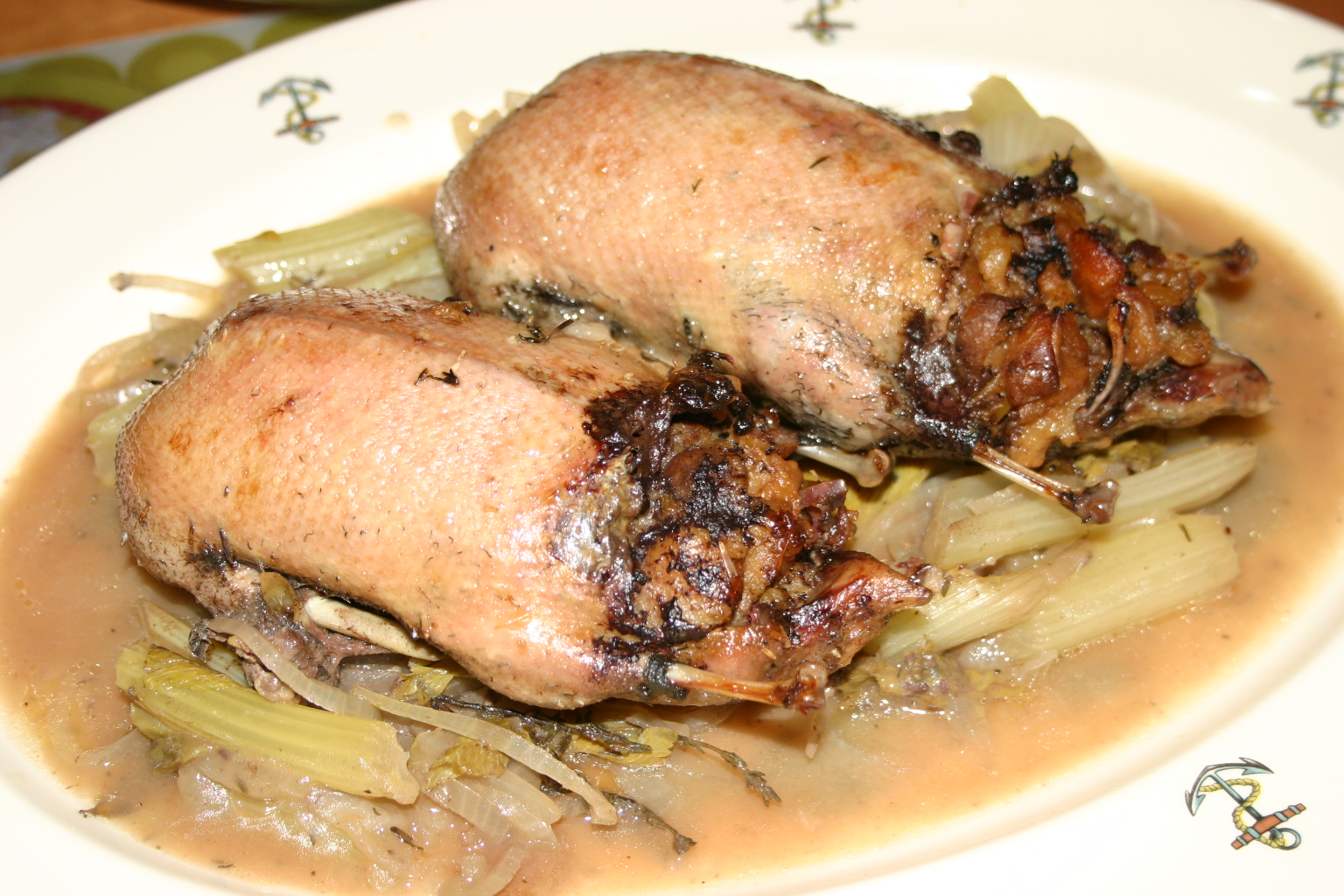 Neil Cooks Grigson 362 Braised Wild Duck with Apricot Stuffing