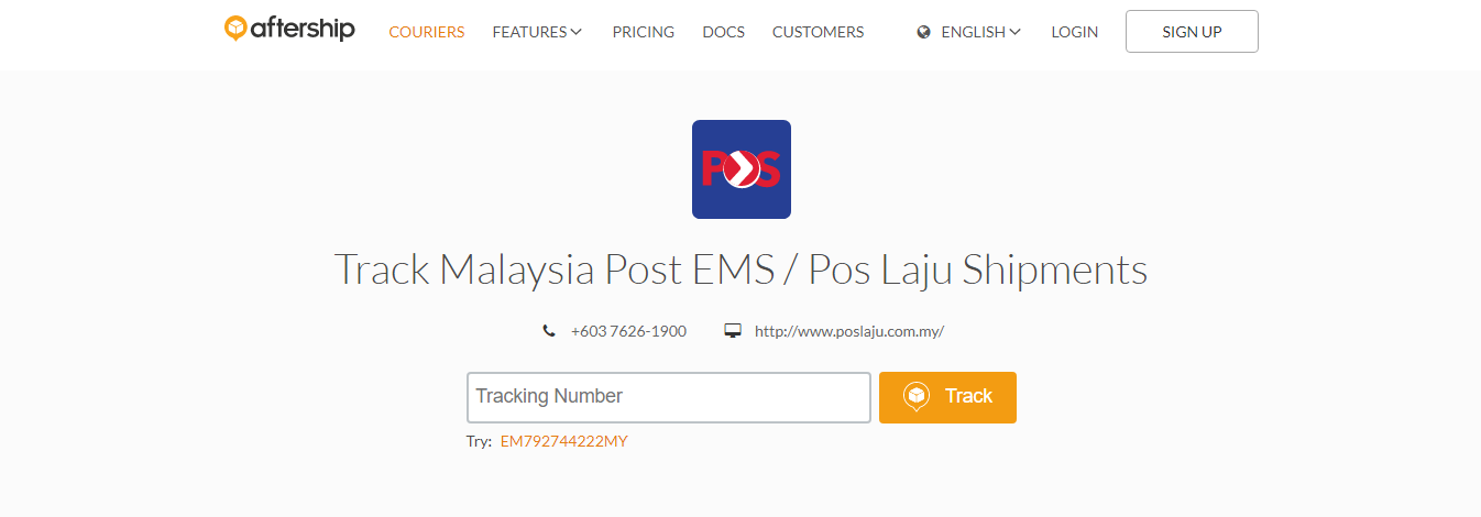 Poslaju tracking number format