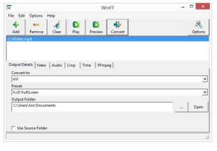 WinFF adalah program converter video yang mendukung format populer dan fitur seperti editing dan cropping.
