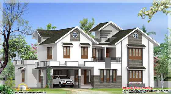 3400 square feet, modern 4 bedroom Kerala home elevation