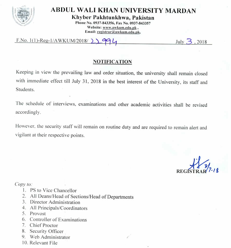 Abdul Wali Khan University Mardan Notification From Office Of The abdul-wali-khan-university-mardan-notification-from-office-of-the