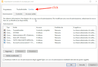 Registro di Windows - Cambiare autorizzazioni 2