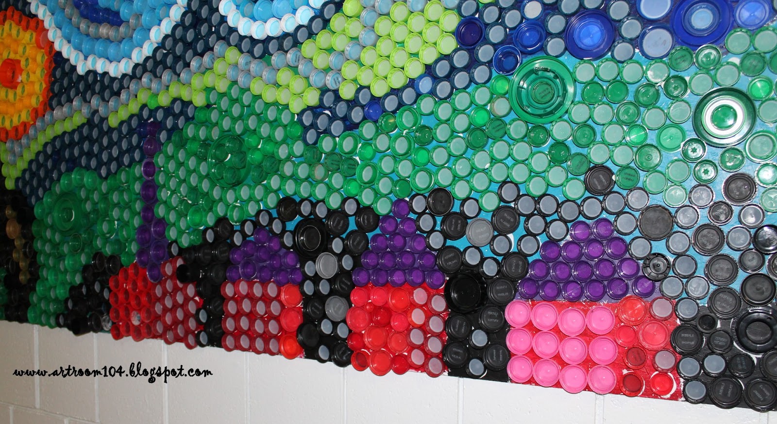 Art Room 104 Finished Bottle Cap Mural Starry Night! (And what I