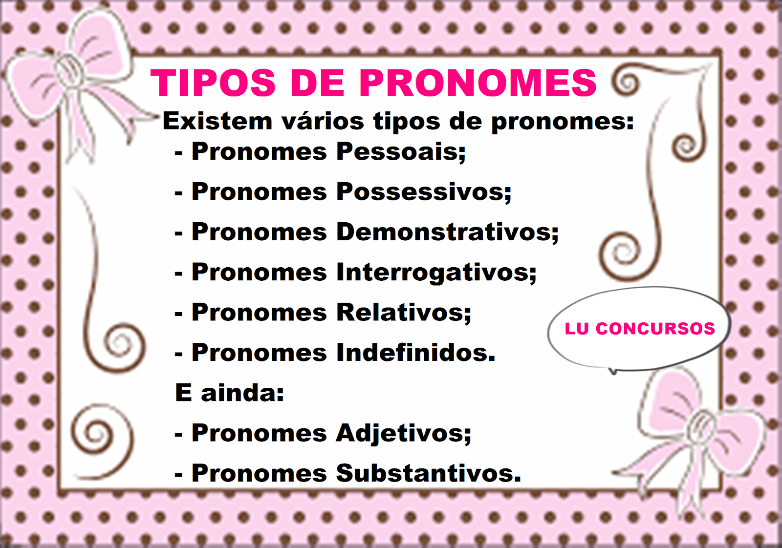 Quais Os Tipos De Pronomes E Exemplos