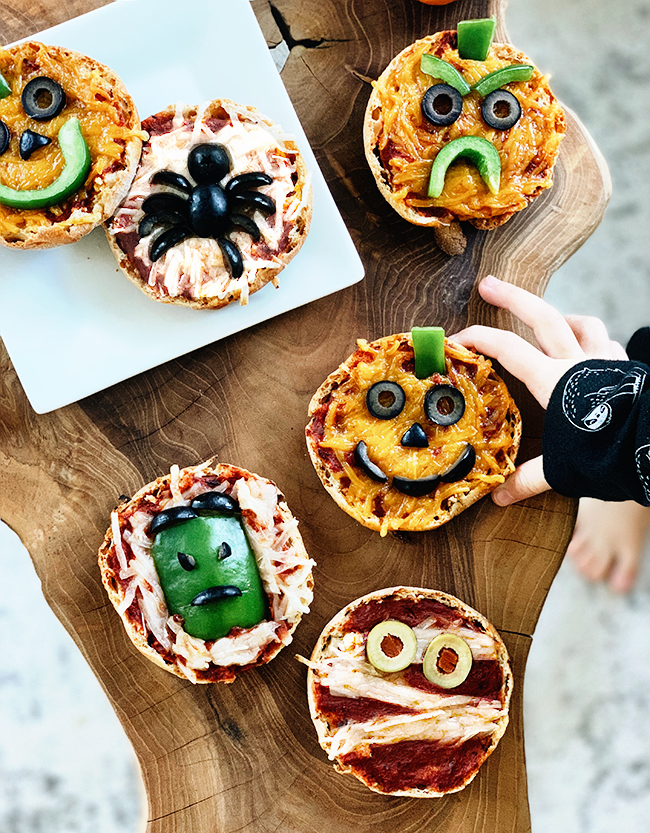 Bubby and Bean ::: Living Creatively: Plant-Based Mini Halloween Pizzas