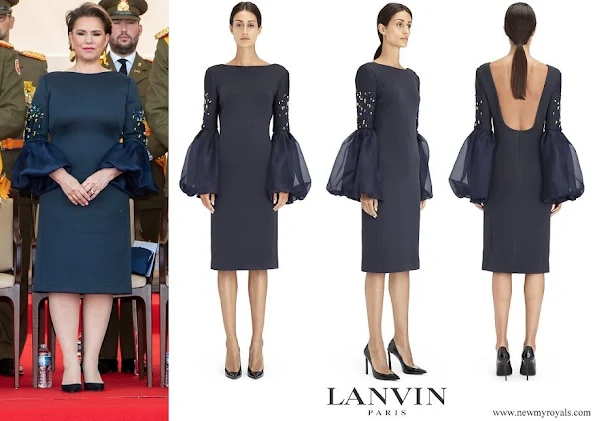 Duchess Maria Teresa wore Lanvin Embroidered Silk Neoprene Dress