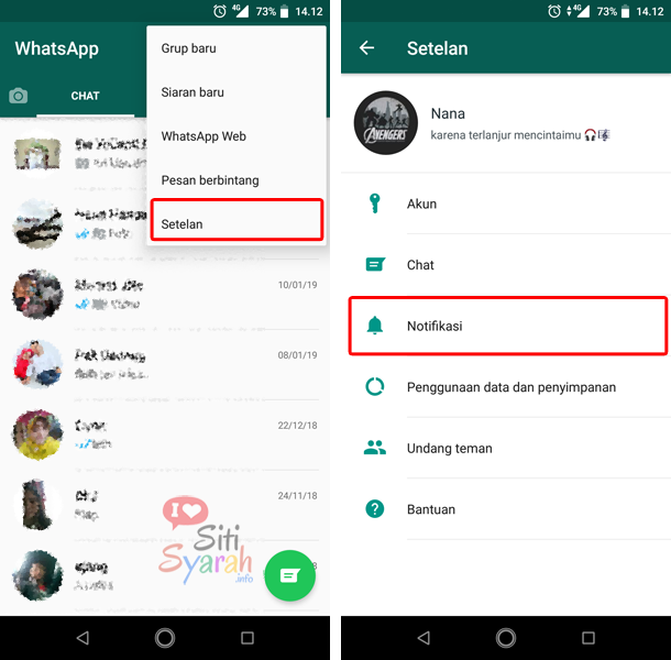 menyembunyikan notifikasi wa di android