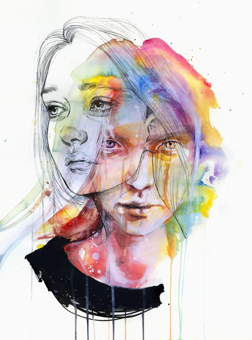 06-Girls-Change-Colors-Silvia-Pelissero-agnes-cecile-Watercolor-and-Oil-Paintings-Fading-and-Appearing-www-designstack-co