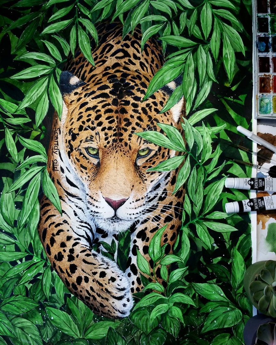 04-Determination-Leopard-Jonna-Lamminaho-Mixed-Media-Animal-Paintings-www-designstack-co