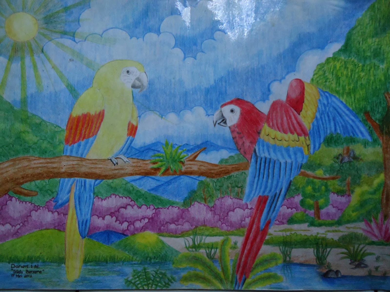 Galeri Seni Rupa Darwis Lukisan Sepasang Burung Yang Indah