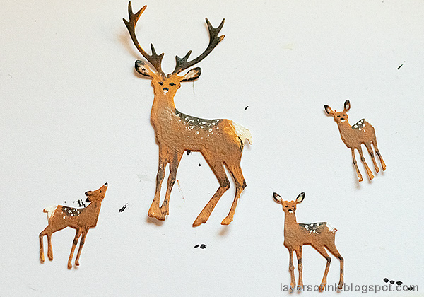 Layers of ink - Birch Forest December Daily Tutorial by Anna-Karin Evaldsson. Adding details to Tim Holtz Sizzix deer.