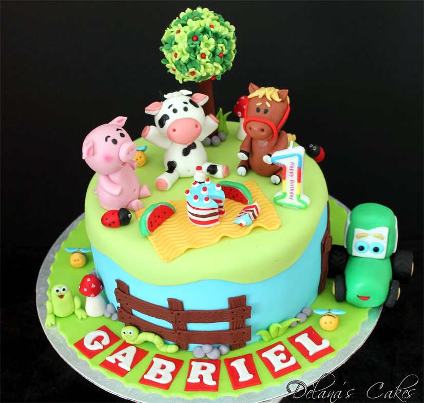 Delana's Cakes Single tier farm themed cake