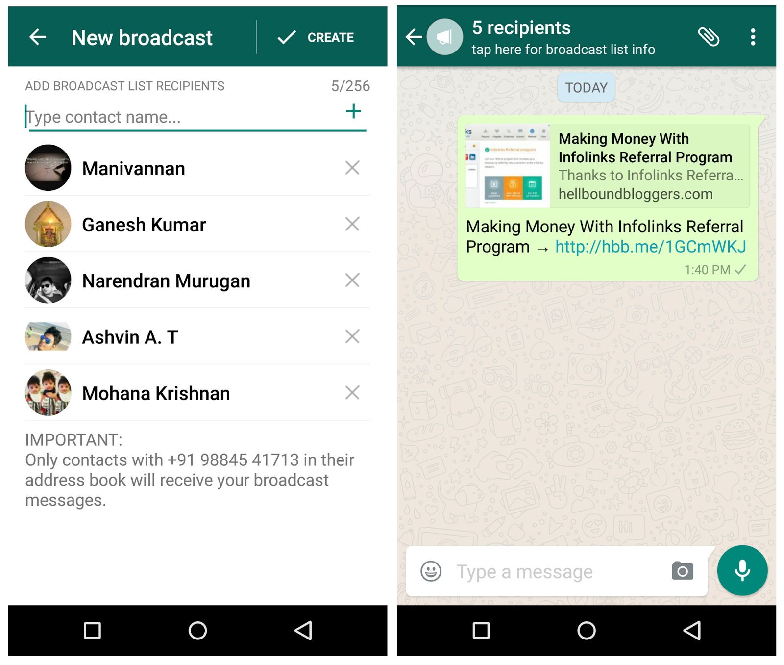 Dinesh's Blog: WhatsApp Great Feature. You can send a message to