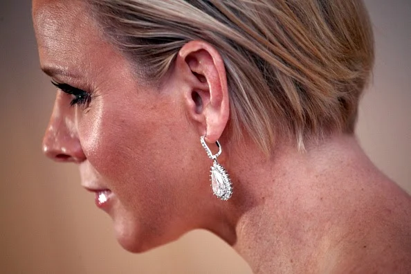 Princess Charlene of Monaco's earring details as she attends the 2014 Princess Grace Awards Gala at the Beverly Wilshire Four Seasons Hotel on 08.10.2014 in Beverly Hills, California.