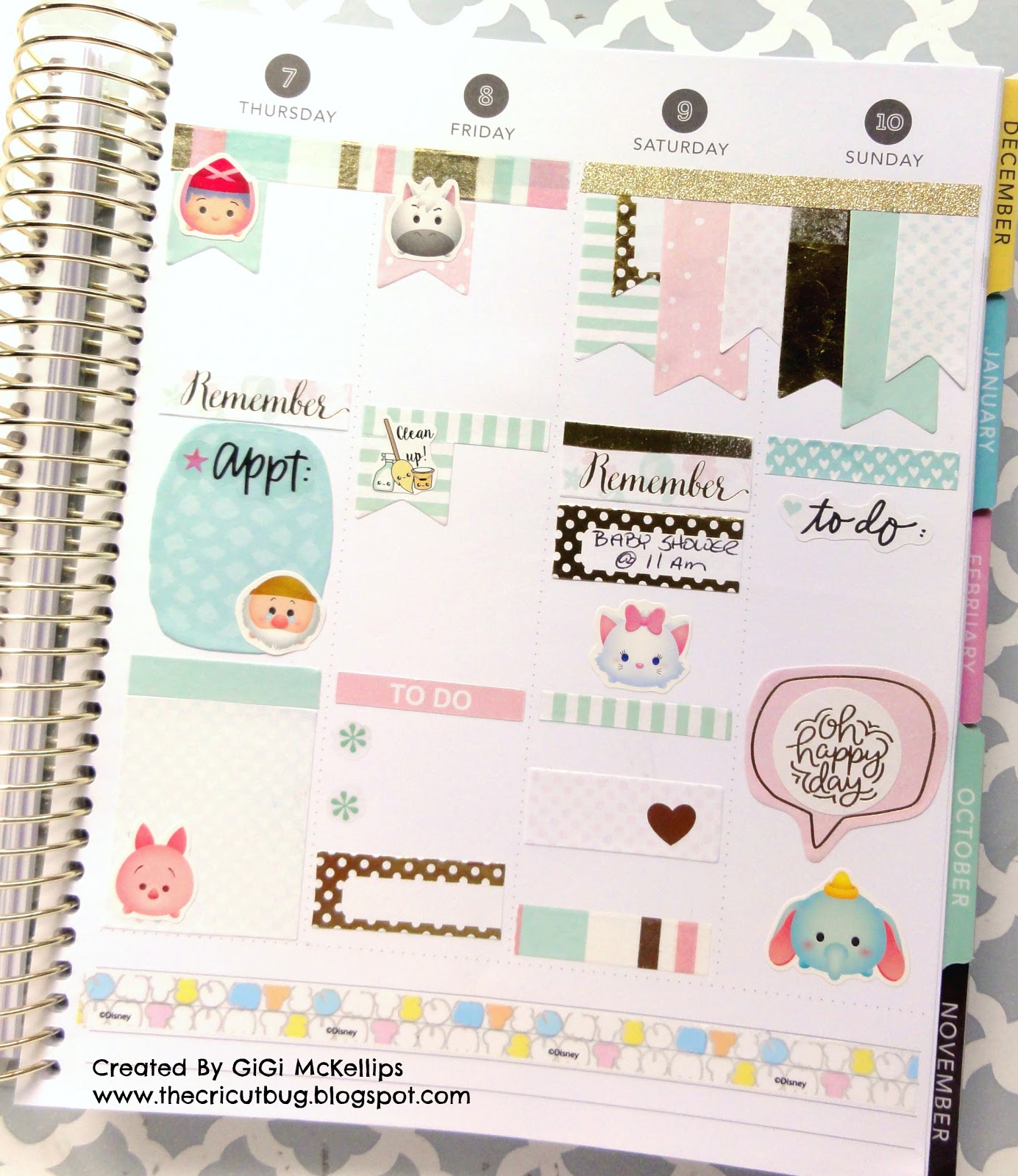 The Cricut Bug Sticky Note Planner Spead