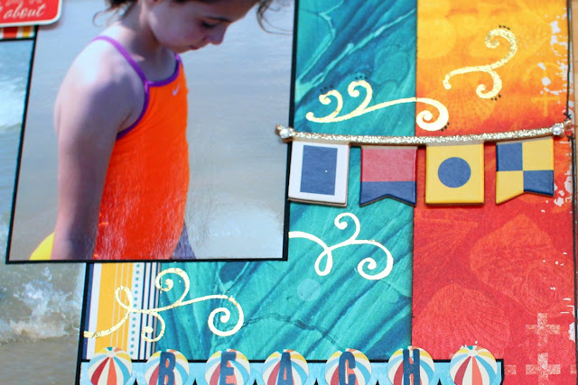 Beach scrapbook layout by ilene tell using BoBunny Boardwalk collection 02