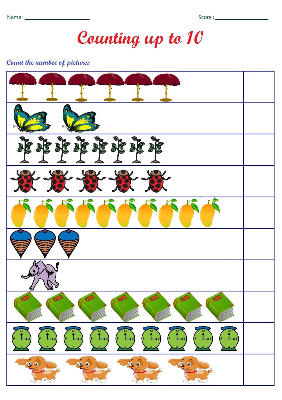 Kindergarten Worksheets Counting Worksheets Count The Number Of Pictures up To 10 