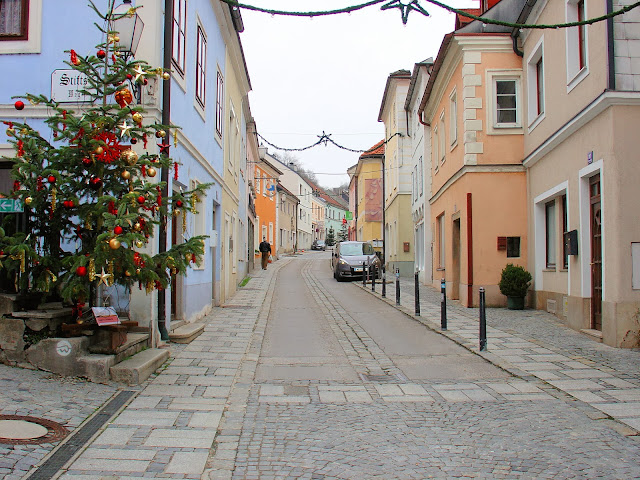 Christmas trees appeared on all the street corners throughout Melk.