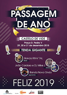 Cartaz, Passagem do Ano, Tenda Gigante, Banda Ritmi´TAL, Sábado, Castelo de Vide, Portugal