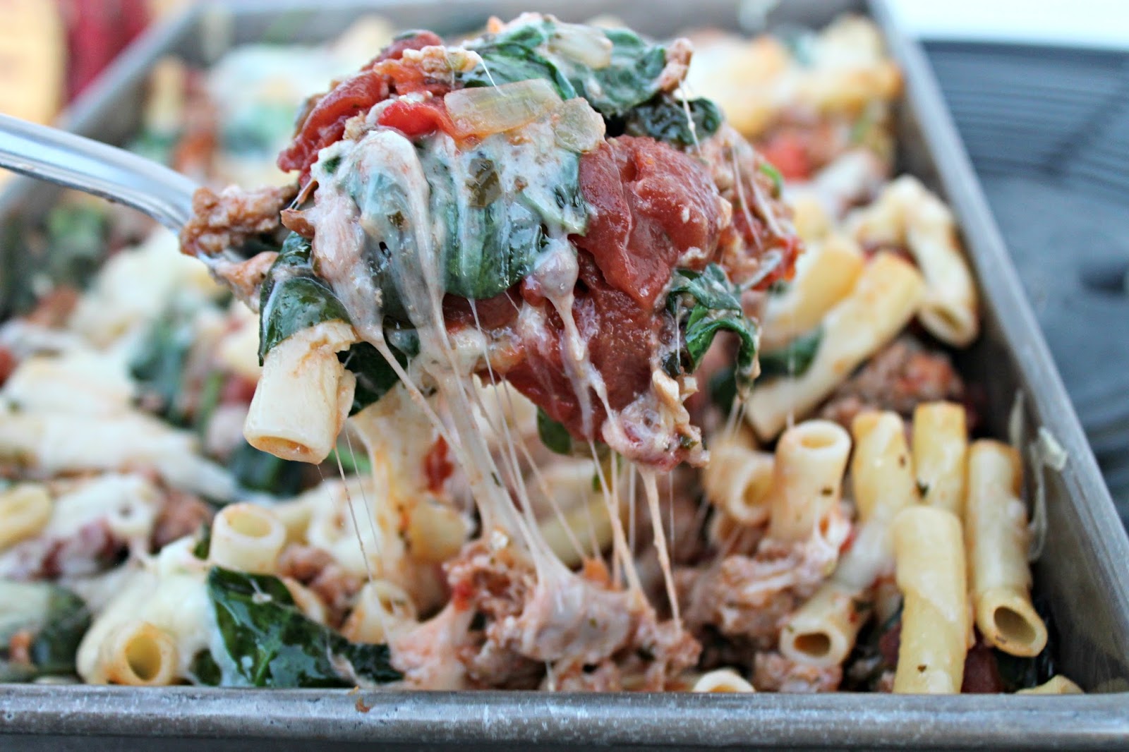 Sausage and Spinach Pesto Baked Ziti Made It. Ate It. Loved It.