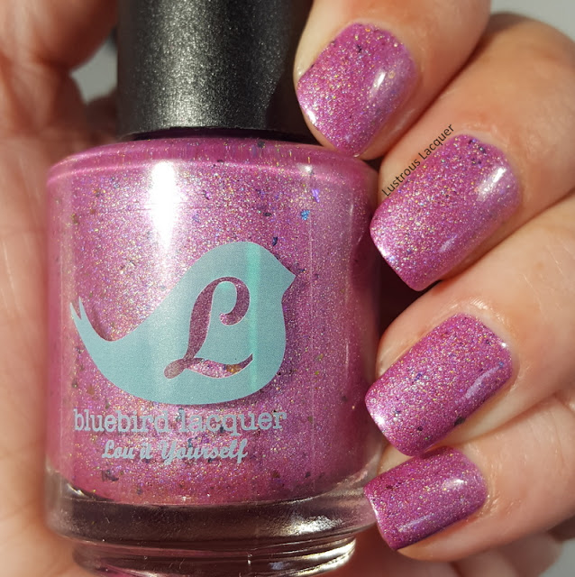 Orchid pink holographic nail polish with microflakie