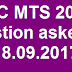 Questions asked on 18-09-2017 in SSC MTS 2016