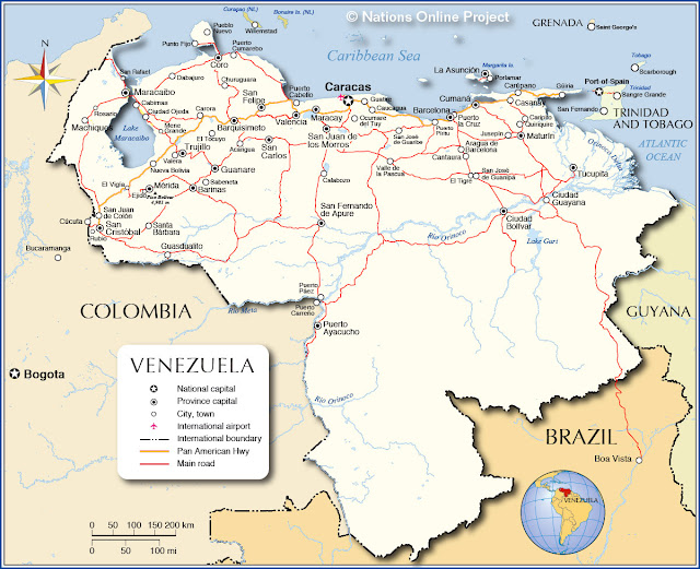 Mapa rodoviário da Venezuela 