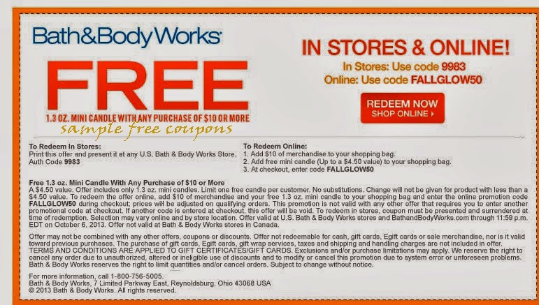 Bath And Body Works Coupons October 2014