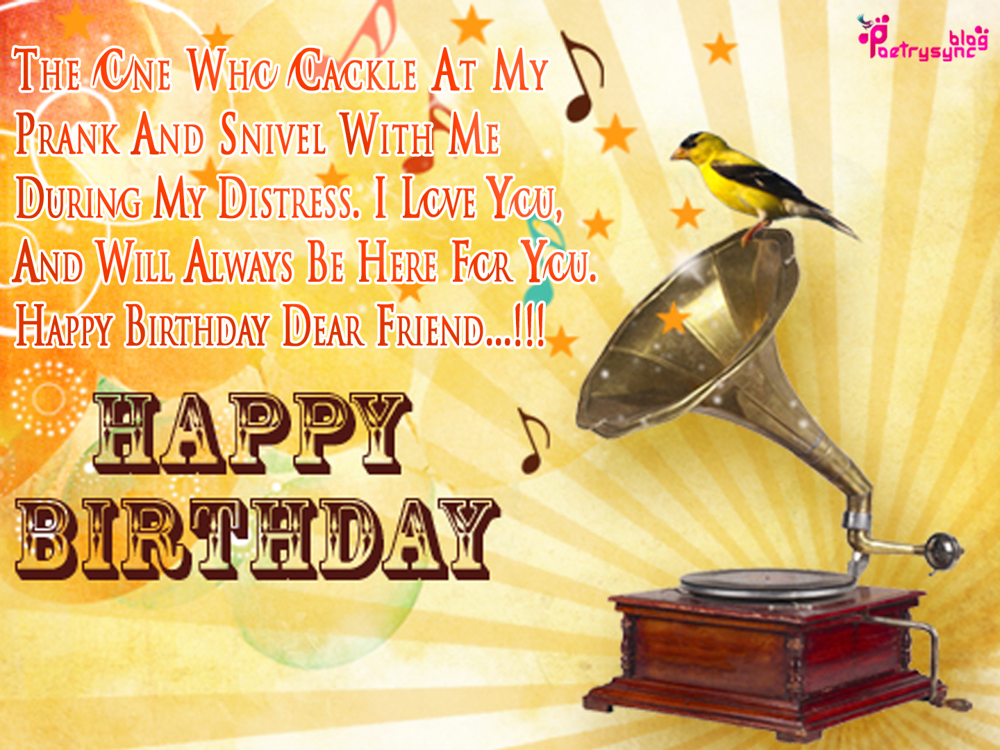 Happy Birthday Card with English Quotes for Friend