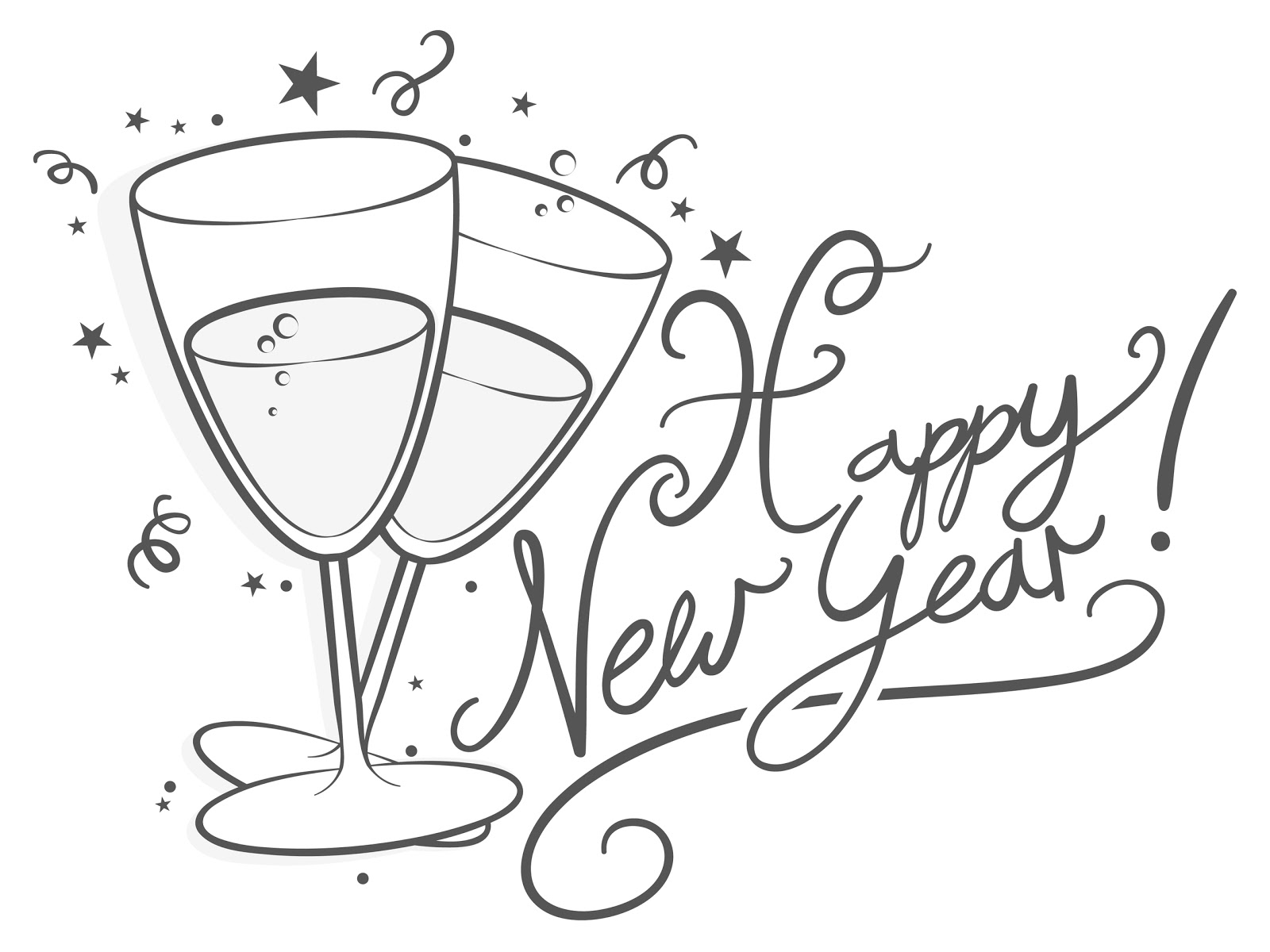 happy new year 2014 clip art black and white - photo #16