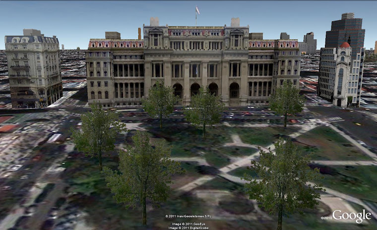 Plaza Lavalle. Los tres edificios fueron realizados por mi para Google Earth