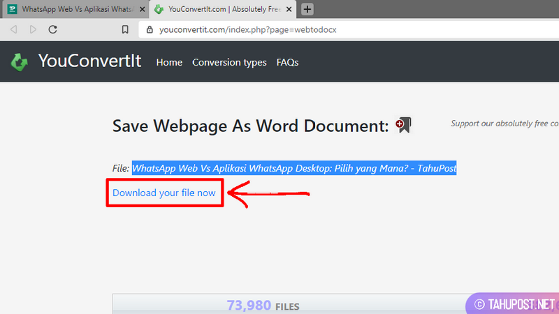 Simpan File - Konversi Halaman Web ke Dokumen Word