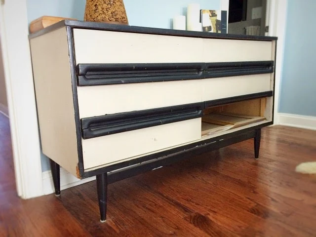 painted mid-century dresser black