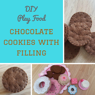 DIY Play Food - felt chocolate cookies with filling - tutorial and pattern