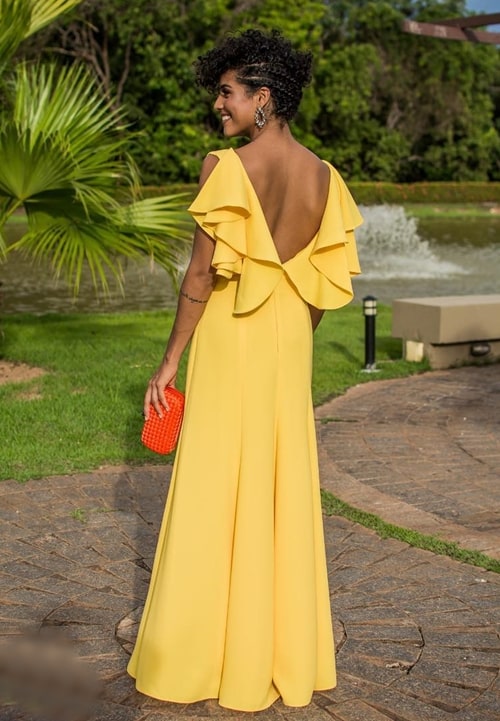 vestido para casamento amarelo