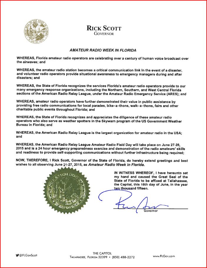 . Governor Scott's Proclamation